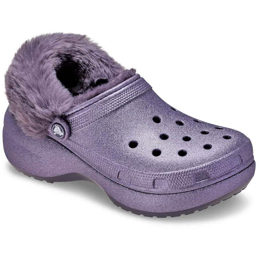 Classic Platform Fuzz Lined Glitter Clog