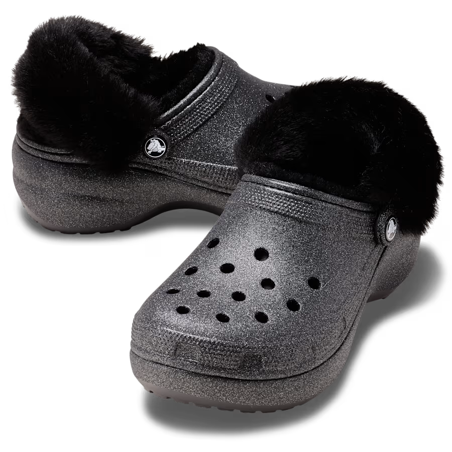 Classic Platform Fuzz Lined Glitter Clog