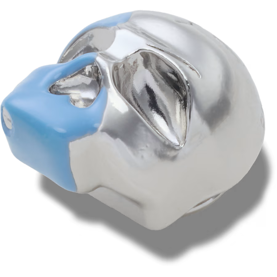 Silver and Blue Enamel Skull